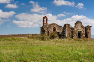 Toskana,ruine,wiese,himmel,blau,wolken