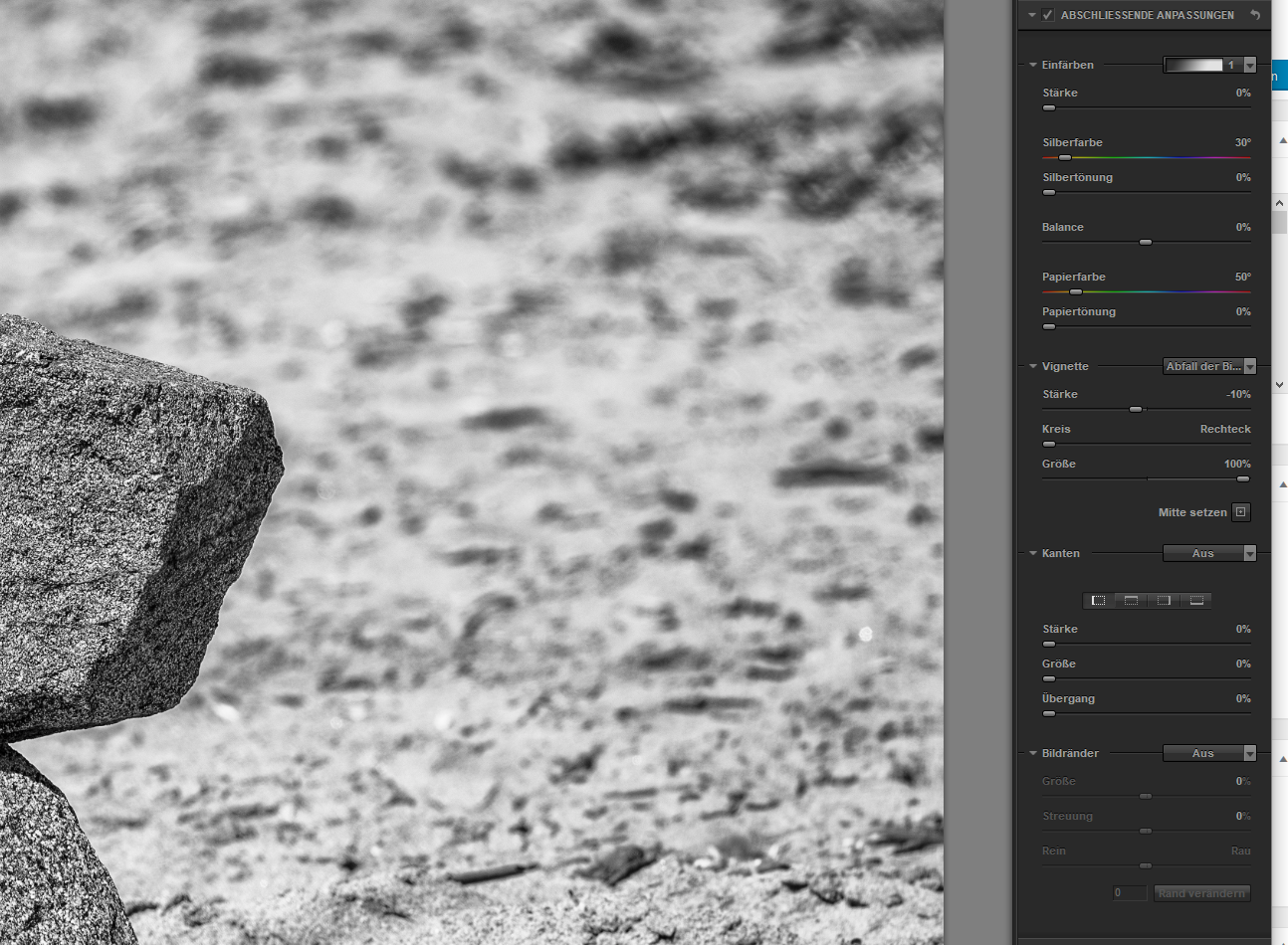 Screenshot Nik Silver Efex,Schwarzweiss
