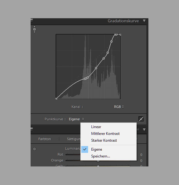 lightroom gradationskurve