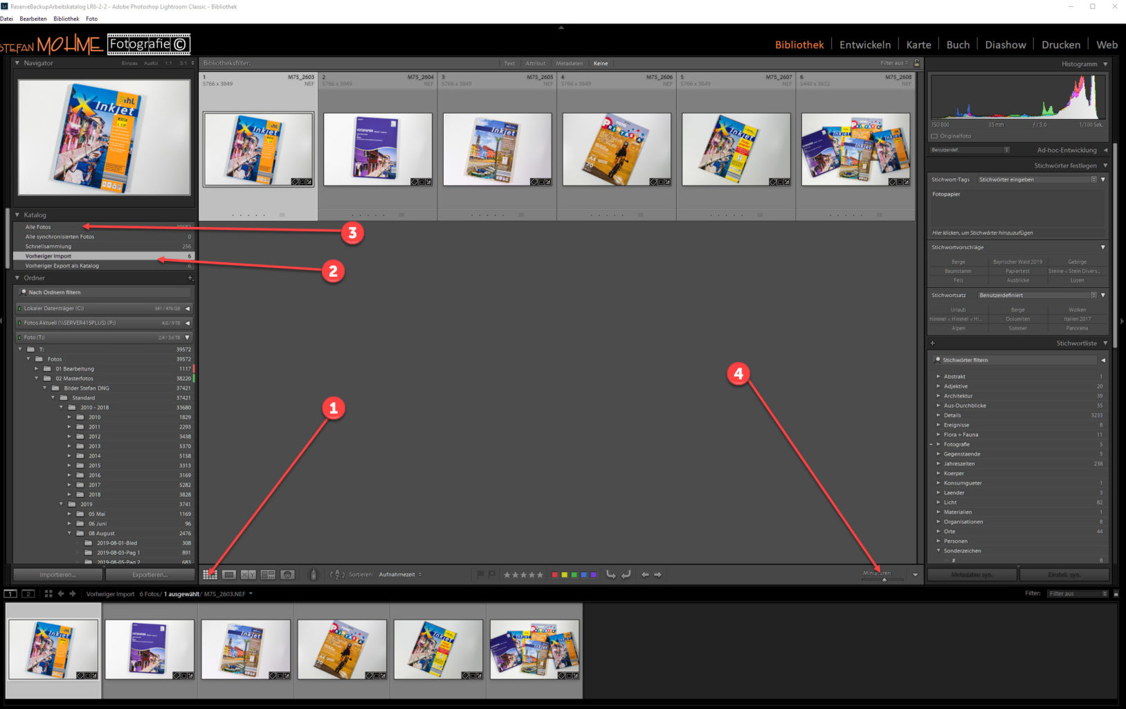 Lightroom Screenshot Bibliothek