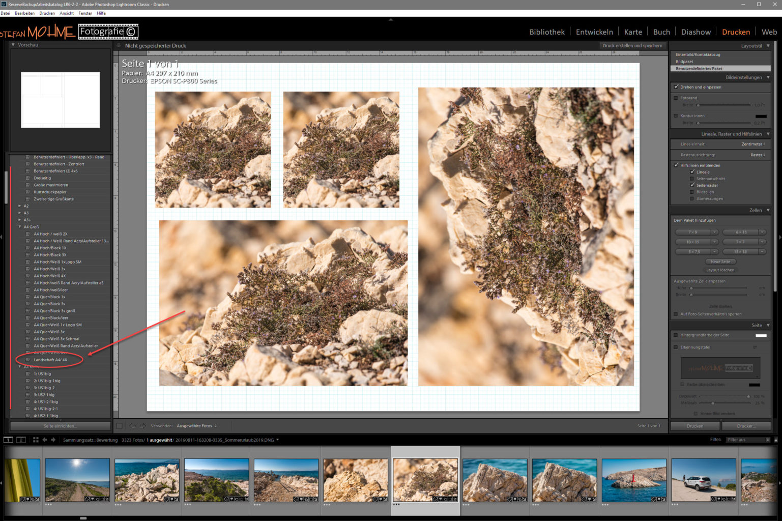 Lightroom Druckvorlage